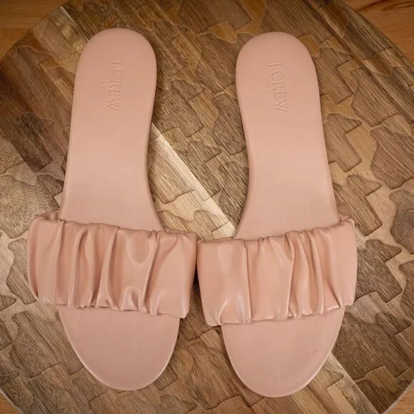 Size 10 Crew Menorca Sandals Women's Scrunchie Strap Slide Tan